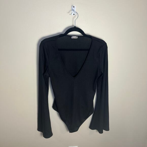 Intimately Free People Charli Bell-Sleeve Bodysuit Black Size Large Long Sleeve - Picture 4 of 8